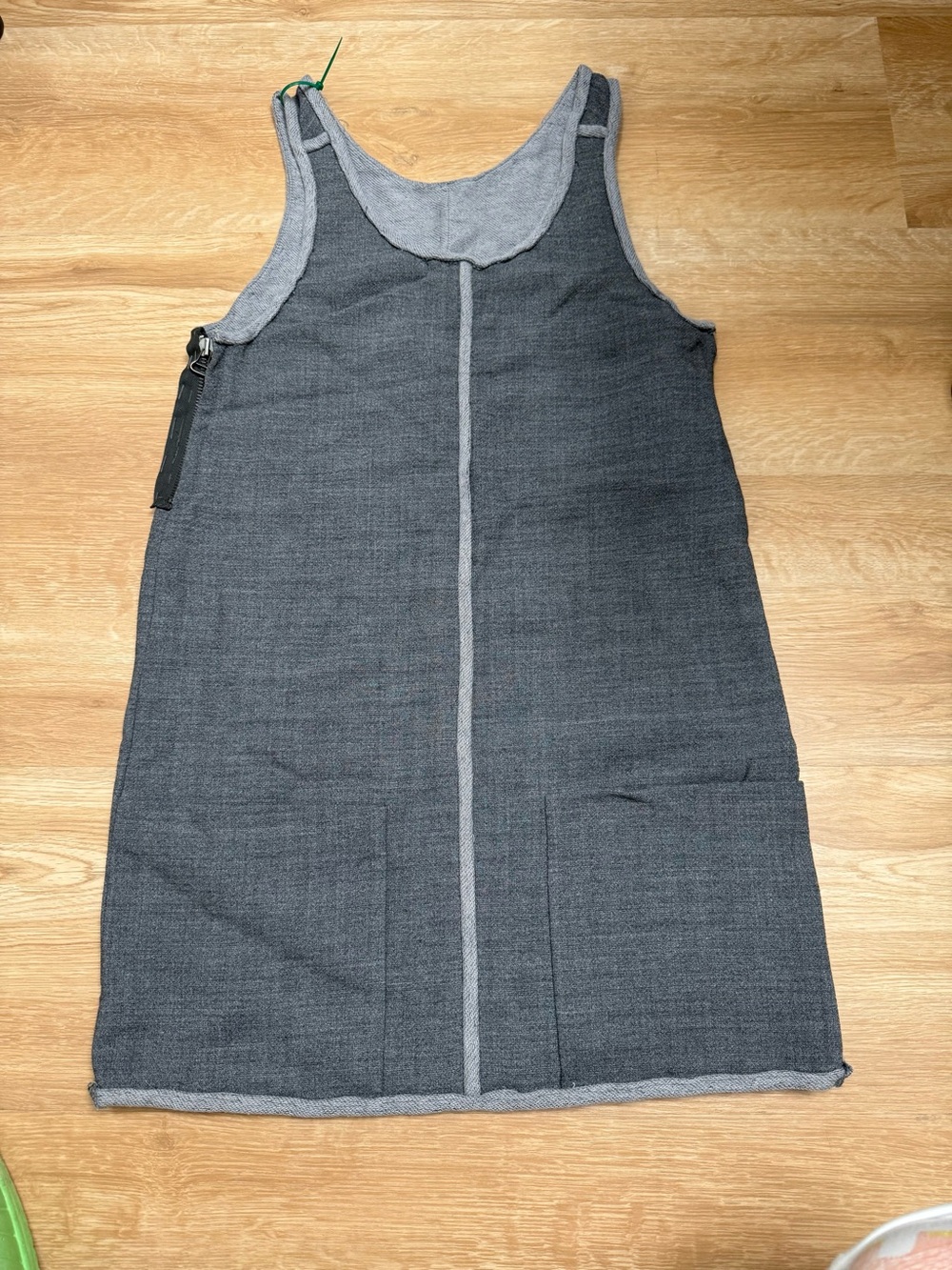 3.1 Philip Lim Linen Charcoal Gray Sleeveless Pinafore Dress with Front Seam
